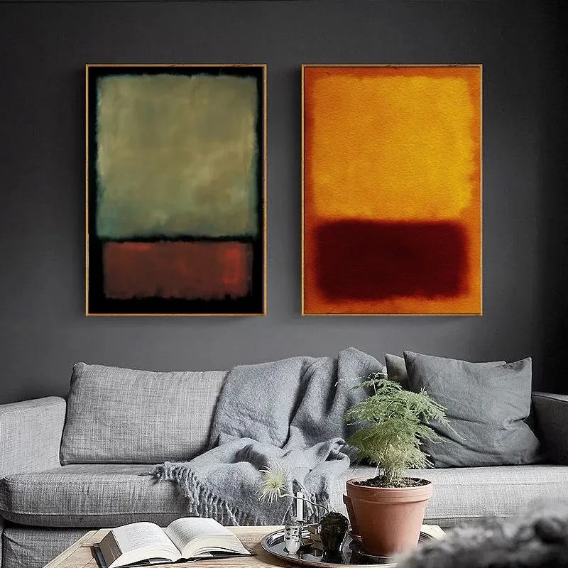 Minimalist Color Wall Art Mark Rothko Blue Orange Hd Picture Canvas Print Art Poster Modern Living Room Home Decor No Frame