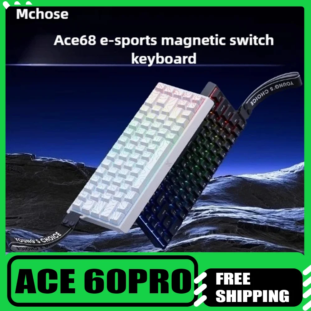 

Mchose Ace 60 Pro 8K Магнитный переключатель Механическая клавиатура с низкой задержкой Игровая клавиатура для киберспорта TTC Магнитная RGB PC Gamer Мужские кепки