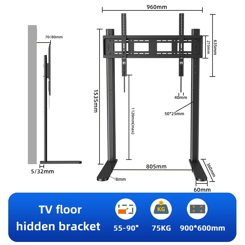 Universele TV Floor Stand Base Voor 55 ''-90" Plasma LCD Flat Screen Hoogte Verstelbare Monitor Mount Arm beugel Suporte DZP10L