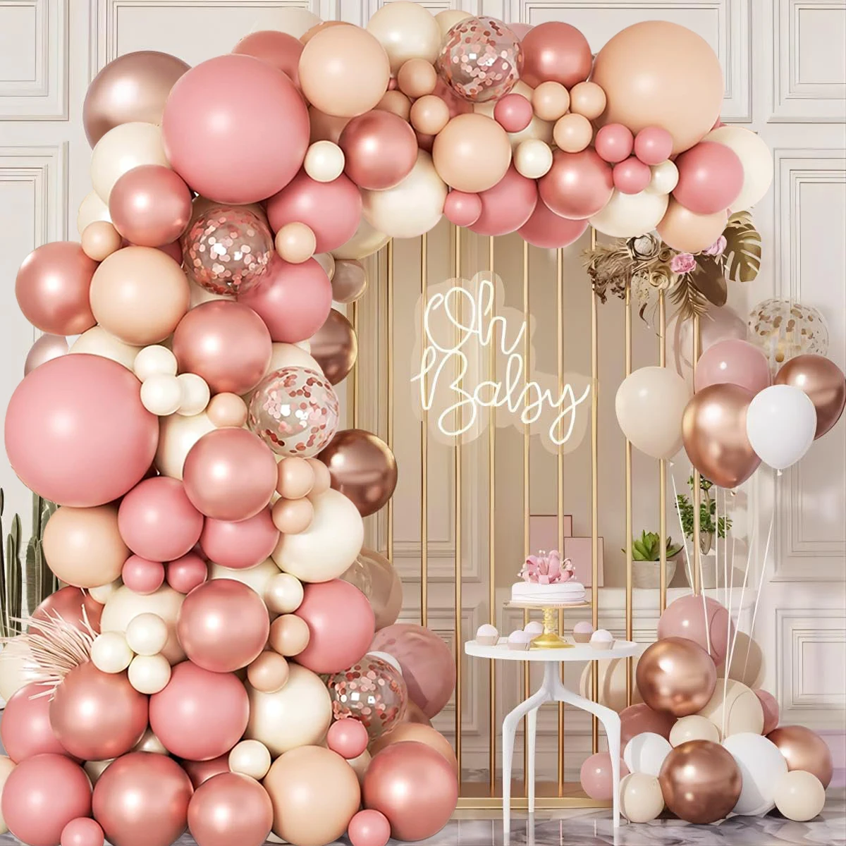 147pcs Grey Rose pink blush Balloon Bohemian Nude Cream Peach Champagne Bridal Shower Garden Tea Birthday wedding decoration