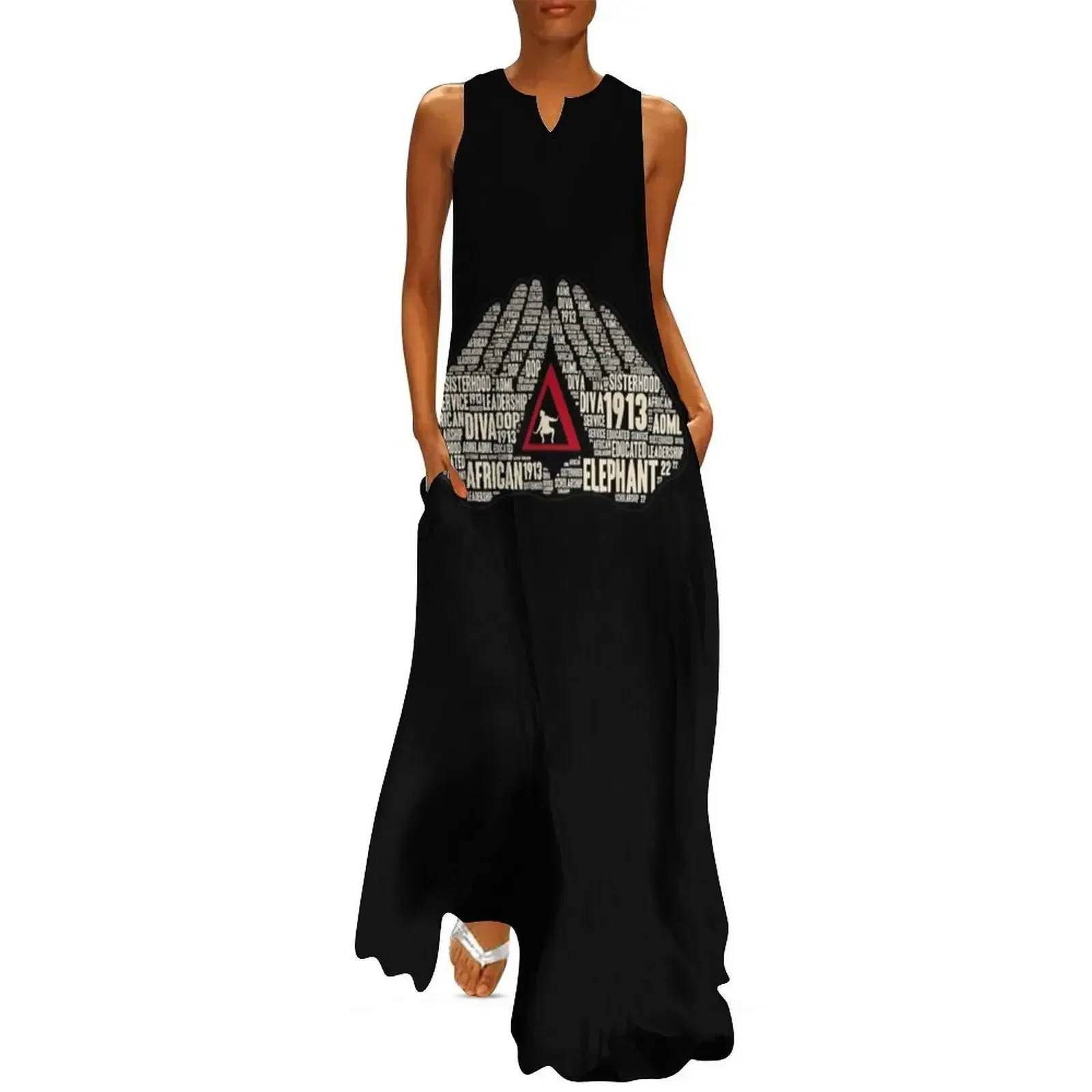 

Delta 1913 Hand Sign Elephant Sigma Theta Words Long Dress elegant dresses plus sizes dress korean style Dress