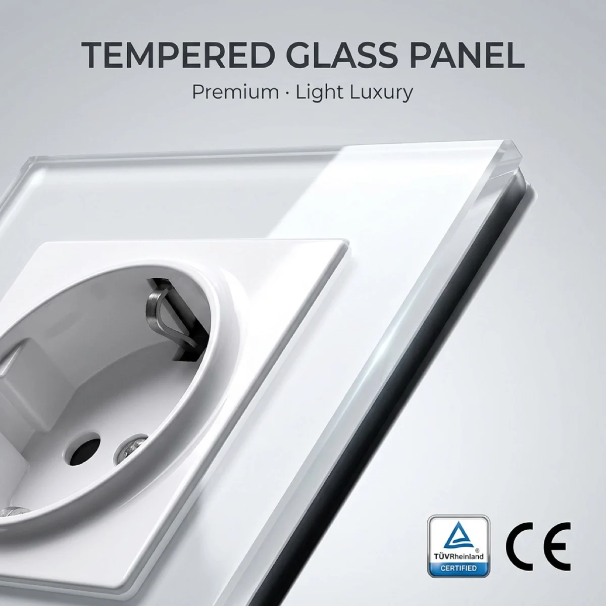 Factory Direct Selling High Quality EU Standard 10 /16Amp Electric Luxury Tempered Glass Light Wall Switch and Socket