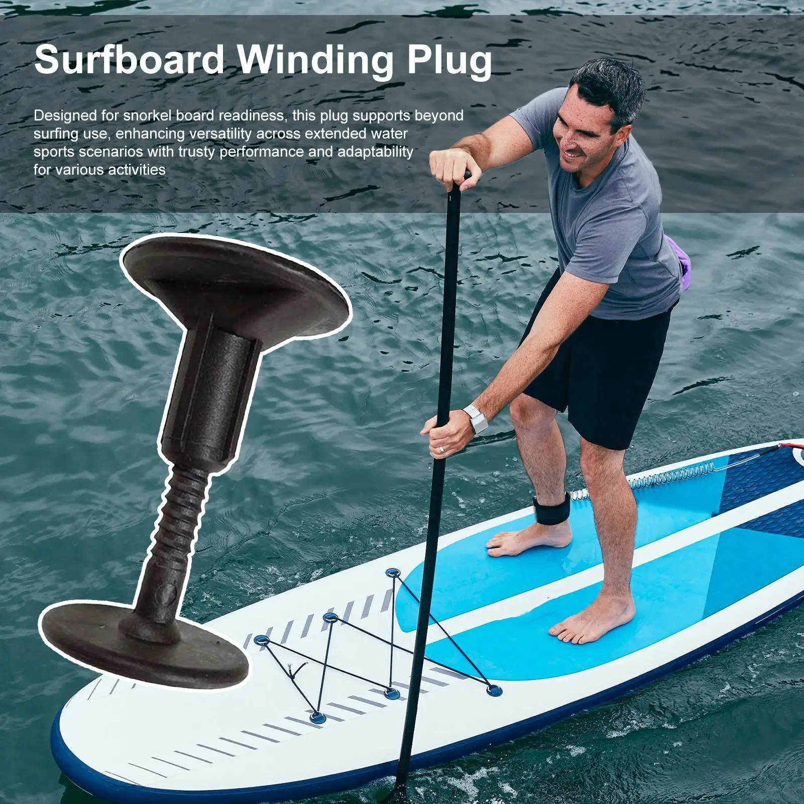 Paddle Board Plug Replacement Bodyboard Surfboard Leash Plugs Shackle Portable Enhances Grip Stability for Water Sports Surfing
