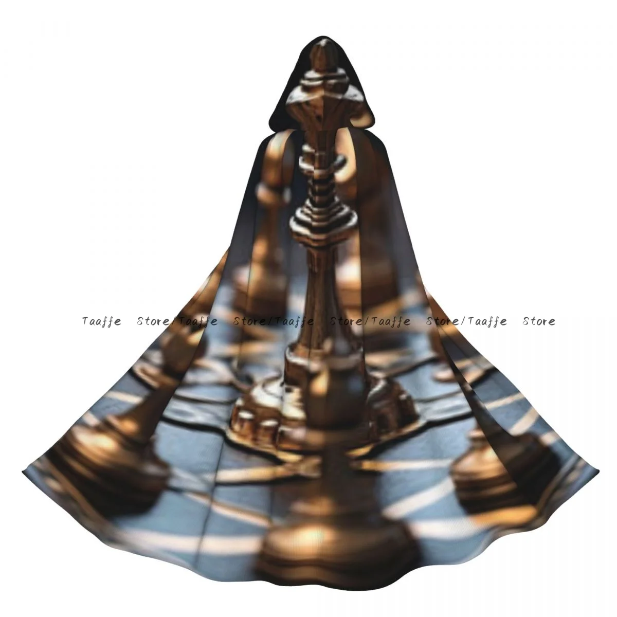 

Плащ с принтом шахмат для взрослых, накидка с капюшоном, средневековый костюм, костюм ведьмы Викки, вампира на Хэллоуин, платье, пальто