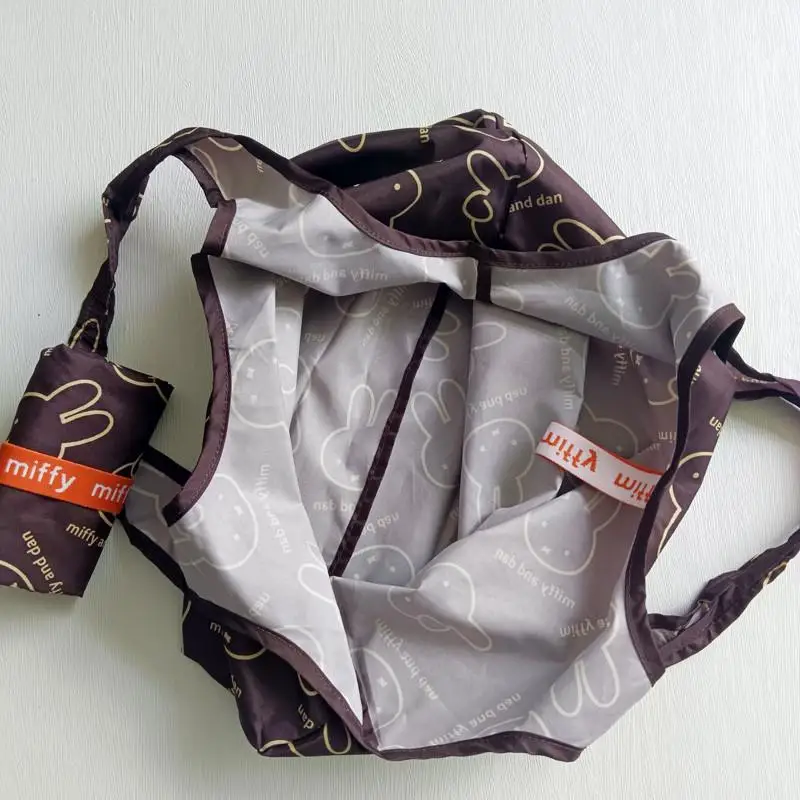 Lindo conejo Miffy, bolso de compras portátil plegable de alta capacidad, bolso de compras Kawaii, bolso de hombro, juguetes de regalo para niña