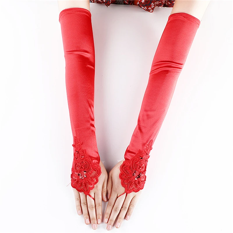 Gants de Patients Blancs/Rouges/Noirs Élégants, Courts, Strass, Dentelle Blanche, Accessoires de Mariage, 1 Paire