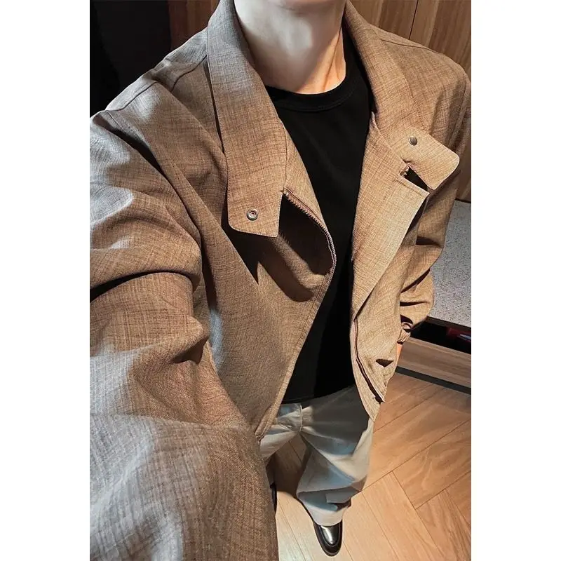 Jacket Men's New Casual Jacket Spring and Autumn Men's Loose Stand-Up Collar Versatile Old Money Wind Top Jacket