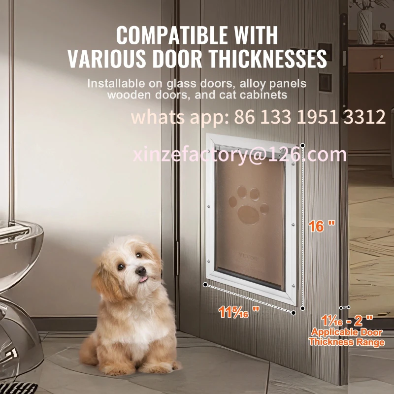 

Customizable Pet Door Aluminum Frame with Lock and Flap System Weatherproof Doggy Door Easy to Install in Interior