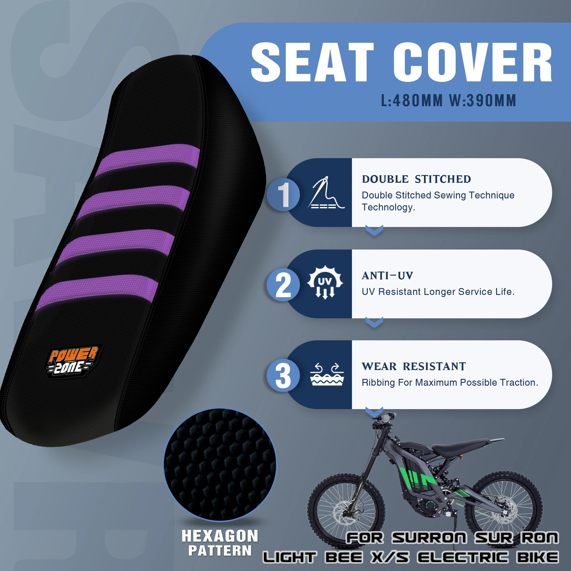 

Sawrain Electric Bike Ribbed Seat Cover Waterproof Set Protection Antislip Seat Cushion For SUR-RON Surron Light Bee S X