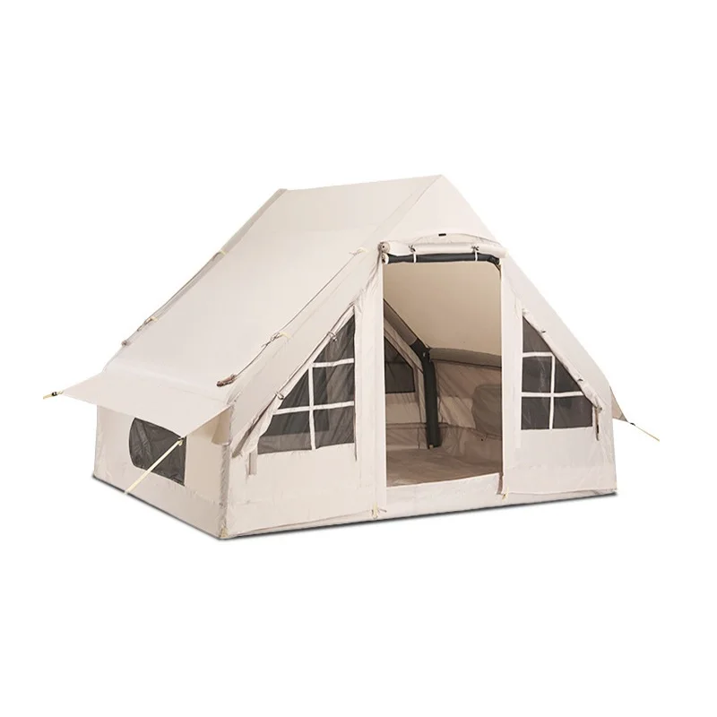Inflatable Glamping Tent With Pump Easy Setup 4 Season Air Camping Tube Tent Waterproof 4-5 Person  Cabin Tent