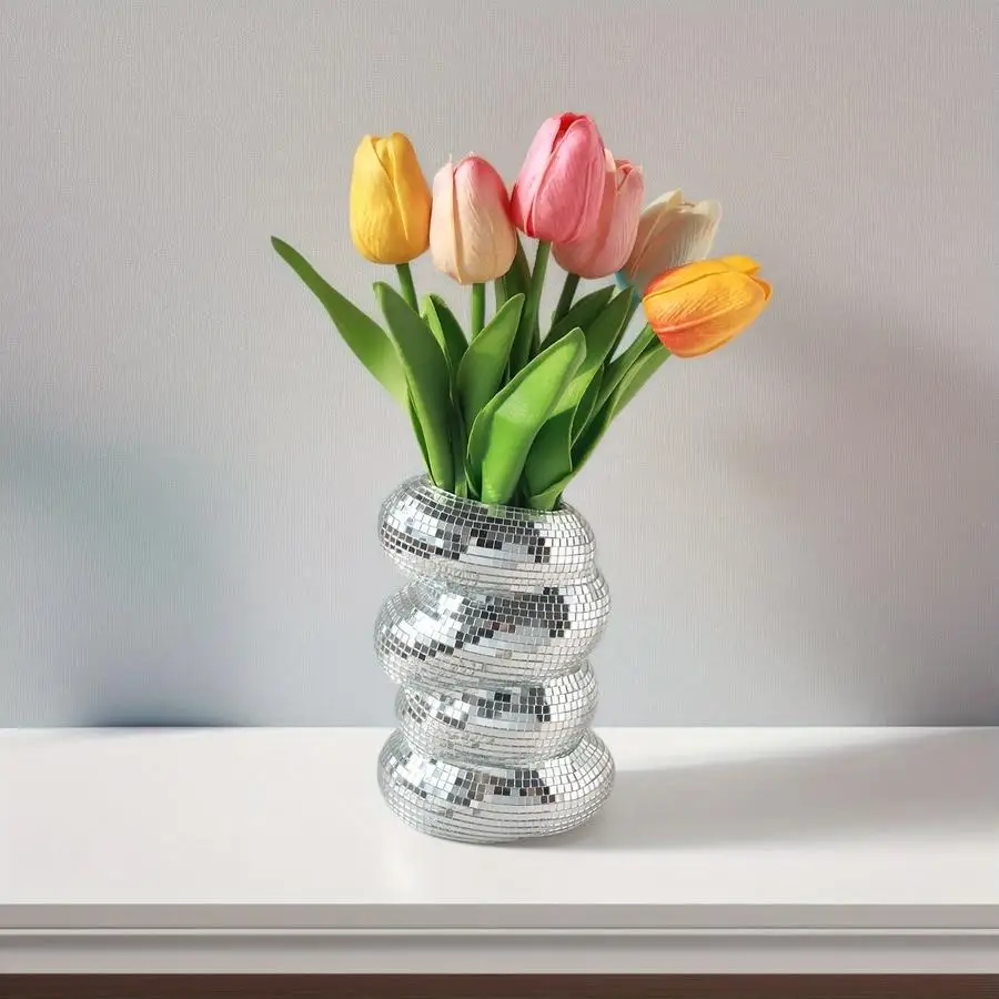 1/5/10/20/50/100pcs Multifunctional Disco Style Vase And Pen Holder- Multifunctional Makeup Brush Organizer, Glass Cylinder, Sui