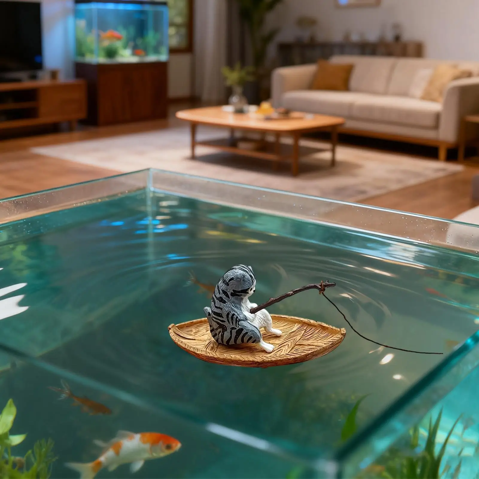 Niedliches Kätzchen-Aquarium-Ornament, Schwimmende Hängende Katzen-Dekoration für Fischbecken, Garten, Teich, Zuhause, Büro, Landschaftsgestaltung, Außenbereich – Detail 5