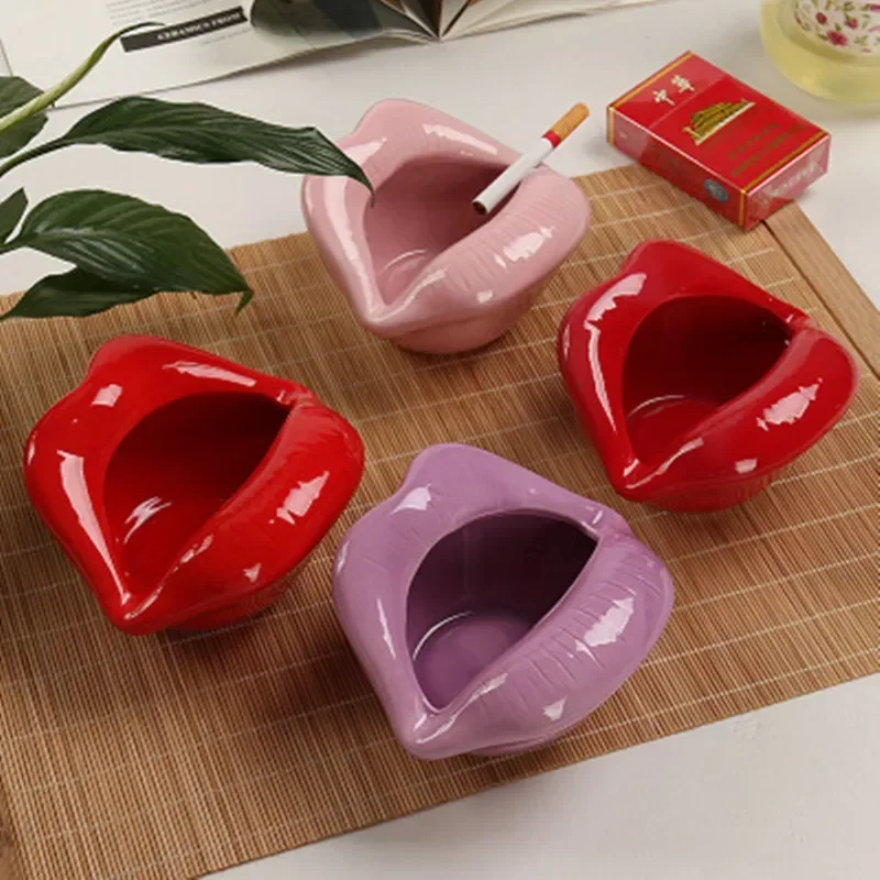 Cute Cartoon Cigar Ashtray Lips Ceramic Ashtray Creative Flower Pot Trendy Mouth Fashion Home Mini Send Boyfriend Gift