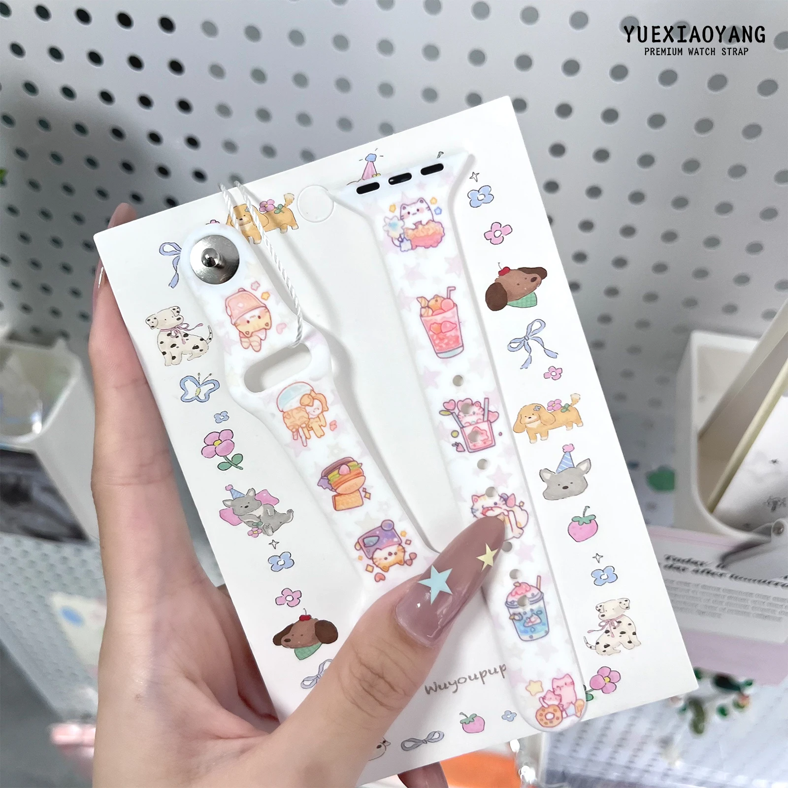 Cute Cup Cat Strap for Apple Watch 10 9 8 7 SE Silicone Band Replaceable Bracelet for iWatch 46mm 44mm 42mm 41mm Watchband