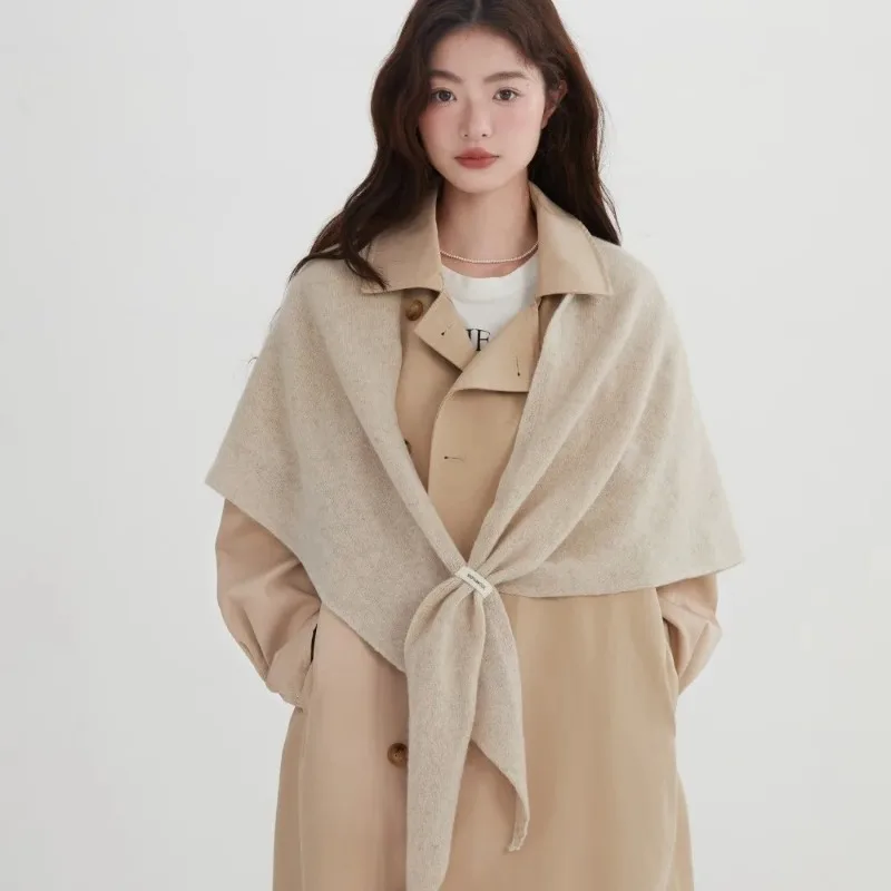 Xale grande de lã completa da moda para mulheres cachecol quente para envolver no pescoço para uso multiuso de outono e inverno