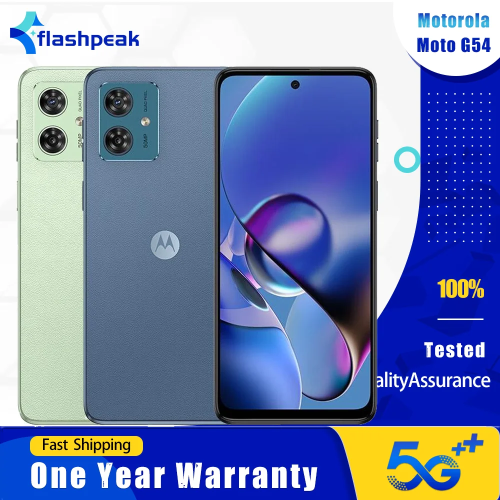 Teléfono Móvil Motorola Moto G54 XT2343 5G Original, 8GB+128GB, Pantalla IPS LCD de 6.5 Pulgadas y 120Hz, 50MP, Dimensity 7020 Octa-Core, Teléfono Inteligente Android