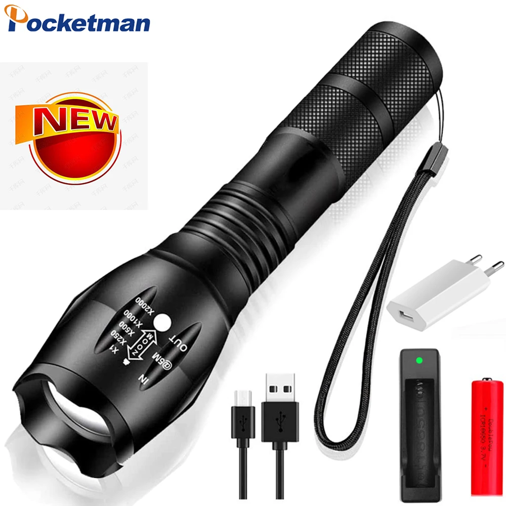 

Powerful Upgrade LED Flashlight Aluminum Alloy Tactcal Flashlight 5 Modes Zoomable Torch Waterproof Flashlight