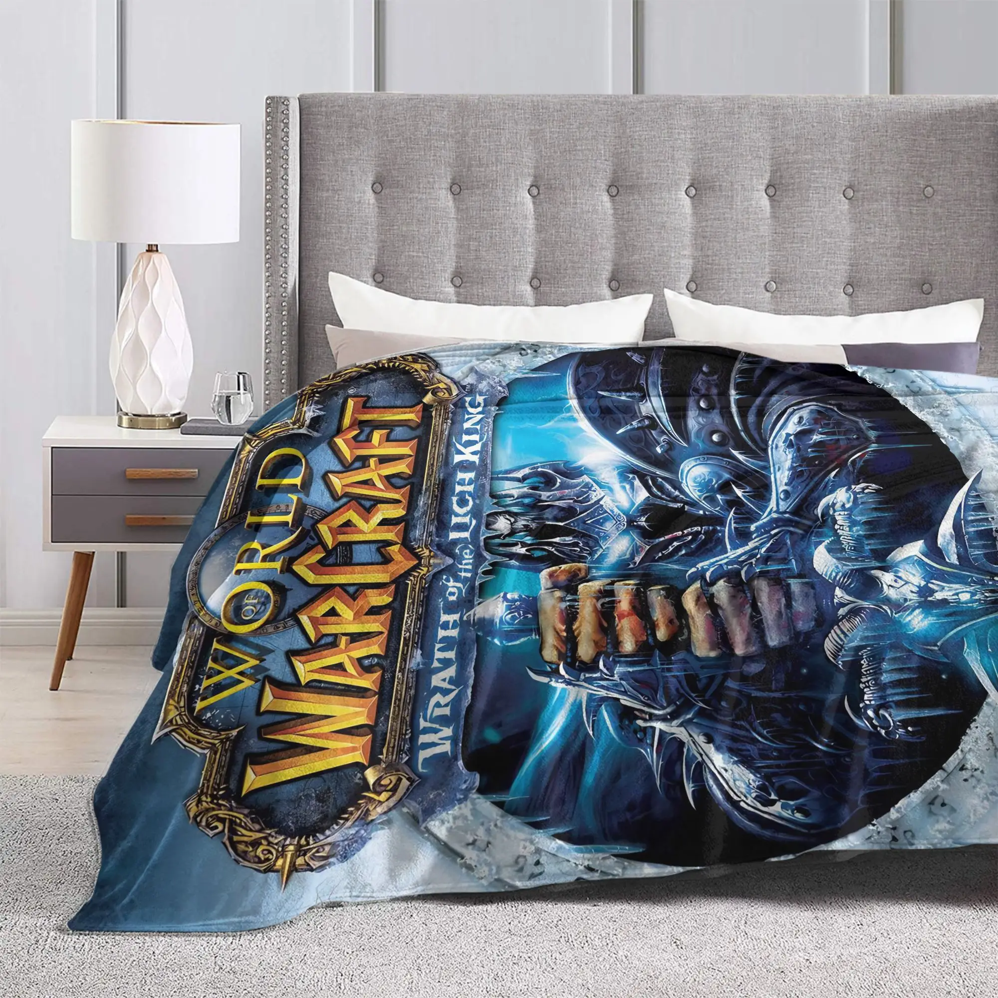 WOW World of Warcraft Arthas ريترو لعبة البطانيات الناعمة السفر أفخم رمي بطانية نمط غرفة نوم الفانيلا المفرش غطاء أريكة #3