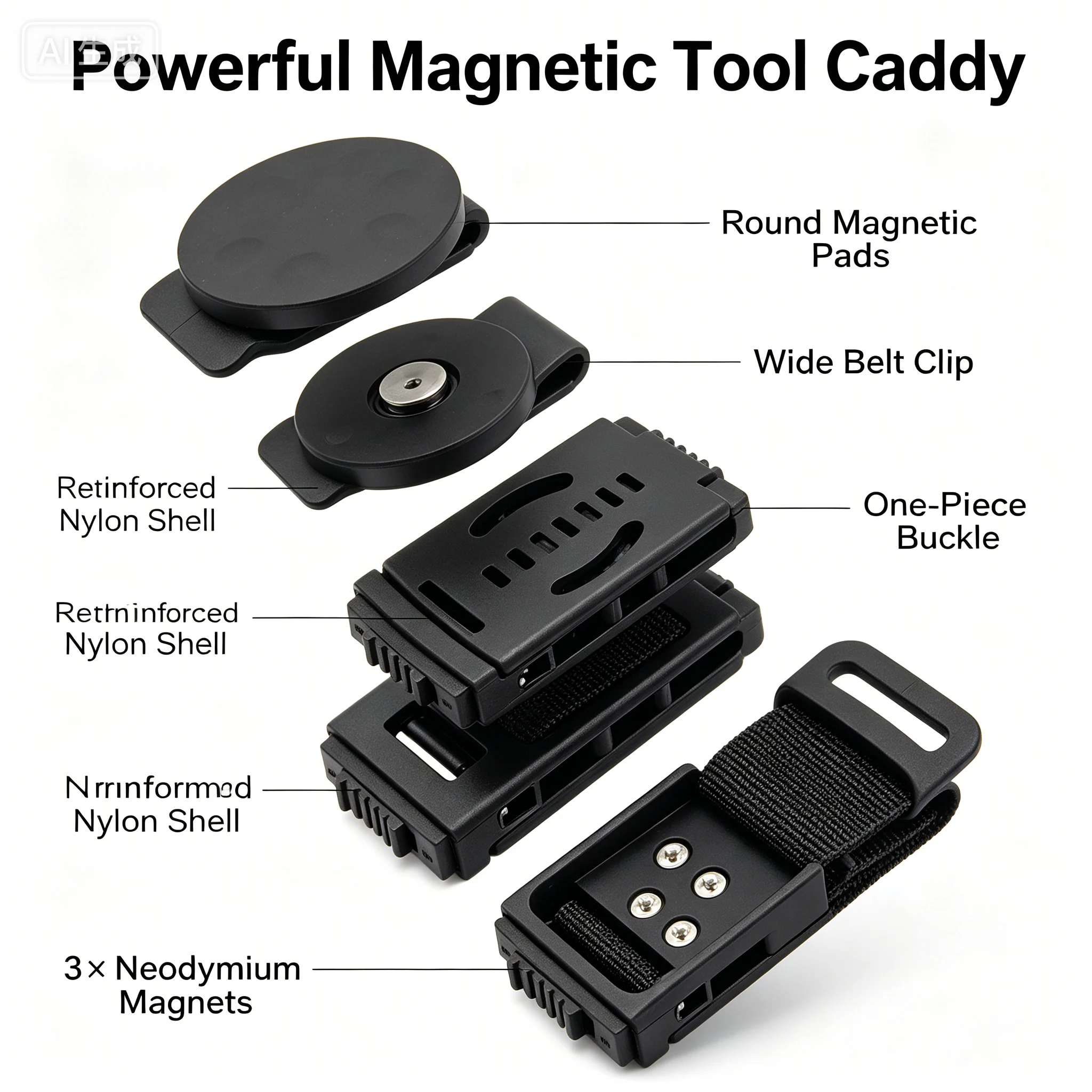 43/55/66mm Adjustable Non-Slip Magnetic Belt Clip Portable Screw Suction Waist Belt Buckle Holder