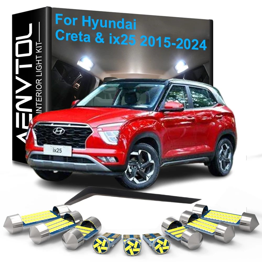 11 sztuk akcesoriów samochodowych Żarówki LED do oświetlenia wnętrza Canbus do Hyundai ix25 Creta 2015 2016 2017 2018 2019 2020 2021 2022 2023 2024