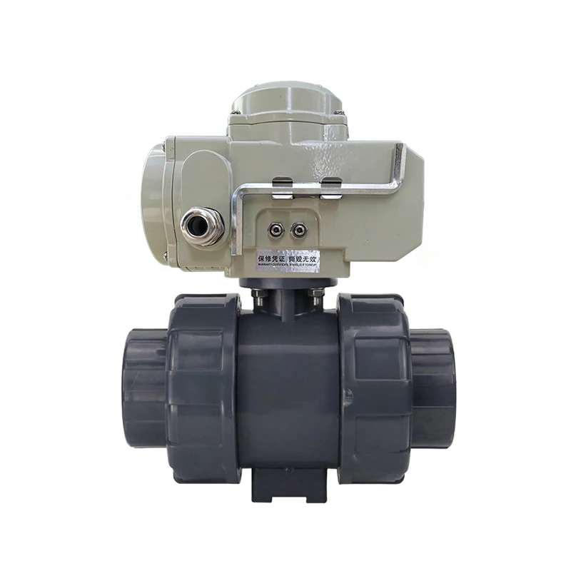 AC110V 4-20mA Intelligent Type Electric UPVC Ball Valve PVC Ball Valve Electric Actuator UPVC Double Union Thread Ball Valve