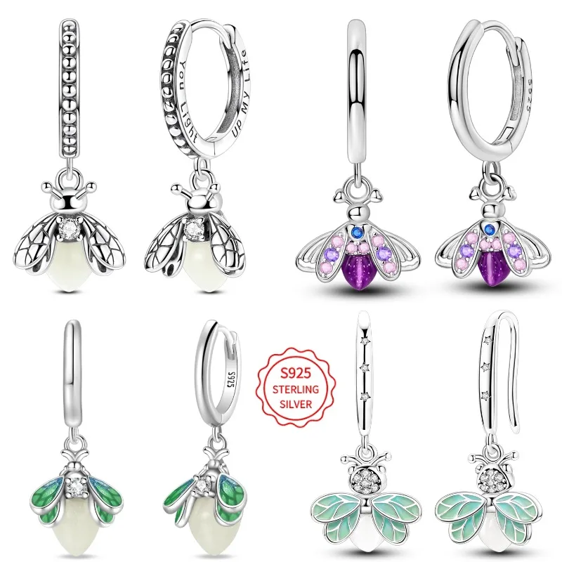 925 Sterling Silver Firefly Glow In The Dark Stud Earrings for Women Luminous Romantic Jewelry Gift Birthday Xmas Anniversary