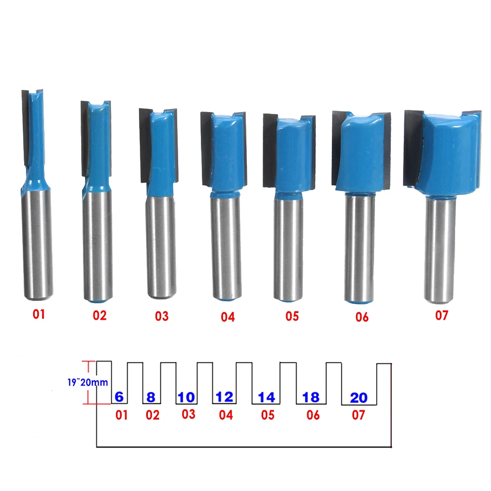 1pc 8mm Shank Straight Router Bit Set Milling Trimmer Cutter Woodworking Wood Router Bit Engraving Tools 6/8/10 12/14/16/18/20mm