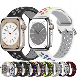 Silicone Bracelet Band For Apple Watch Ultra/2 10 42mm 46mm 9 8 7 6 5 4 SE Breathable Strap iWatch 49mm 45mm 41mm 44mm 40mm 42mm