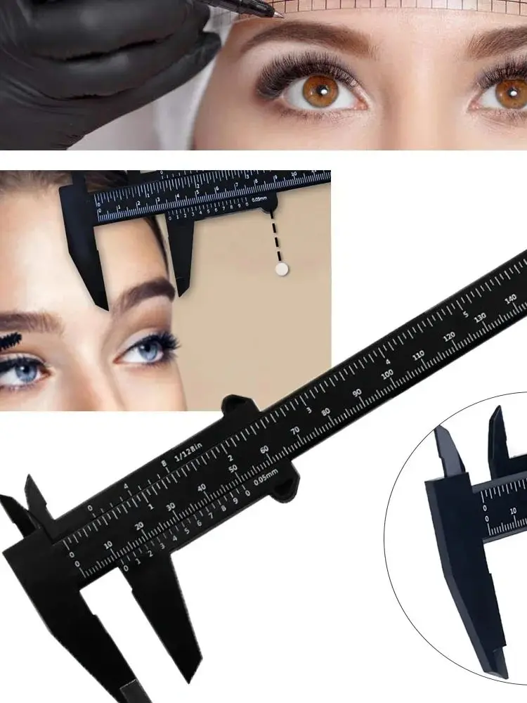 150 مللي متر الحاجب مسطرة قياس الحاجب رسم الخرائط الورنية الفرجار مقياس مزدوج حاكم بلاستيكي ل الحاجب الوشم الحاجب ماكياج أداة #2