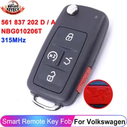 KEYECU 561 837 202 D, 561 837 202 A per VW Volkswagen Beetle CC EOS Golf GTI Jetta Passat muslimate Remote Key Fob 315MHz ID48