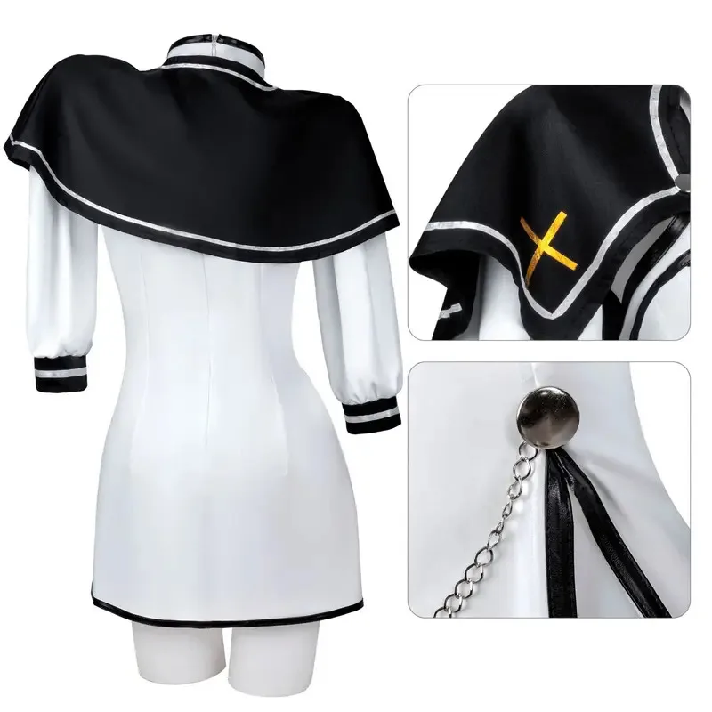 

Game Purgatory Priest Costume Nun Cosplay Sister High Split Dress With Cloak Sexy Costumes Women Girls Halloween Party ir;l5
