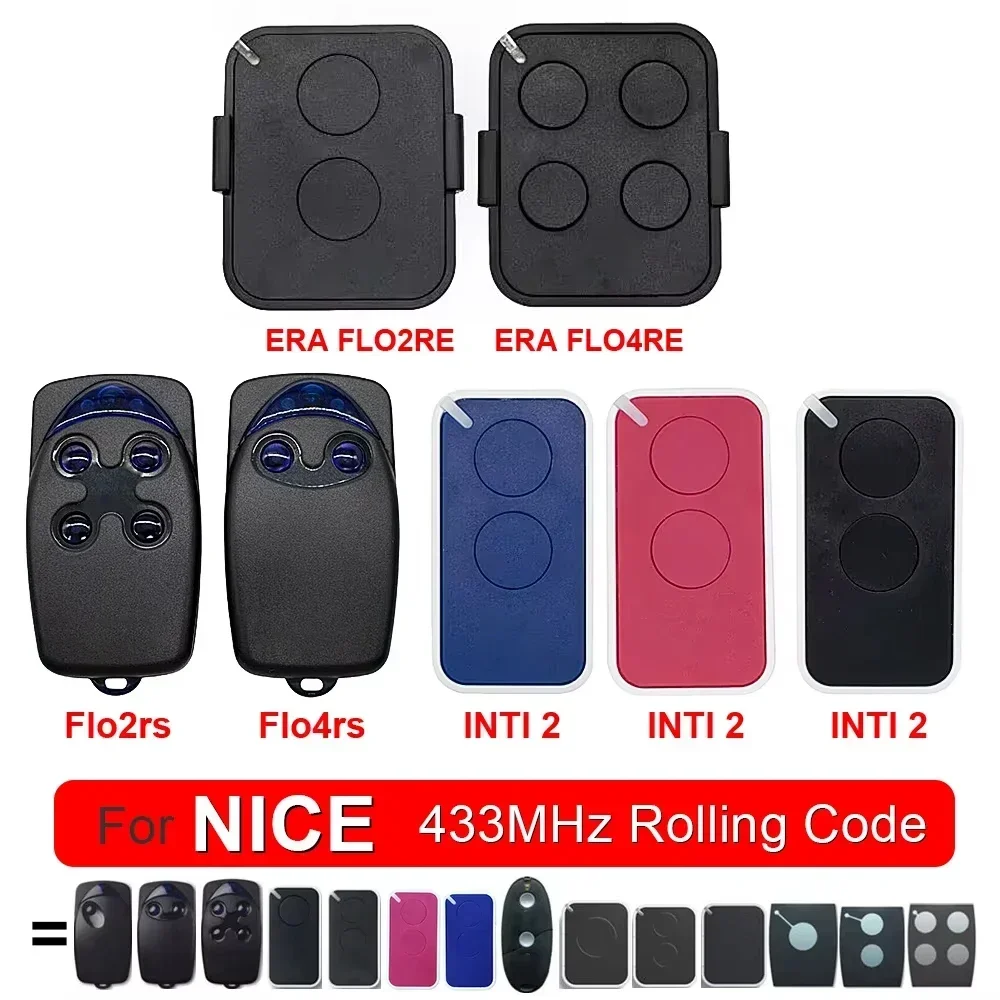 Nice Era Flor (FL02RE/Fl04RE) commandes de porte de garage pour Flor-s FLO2RS FLO4RS ERA INTI 2 télécommande à Code roulant 433.92MHz