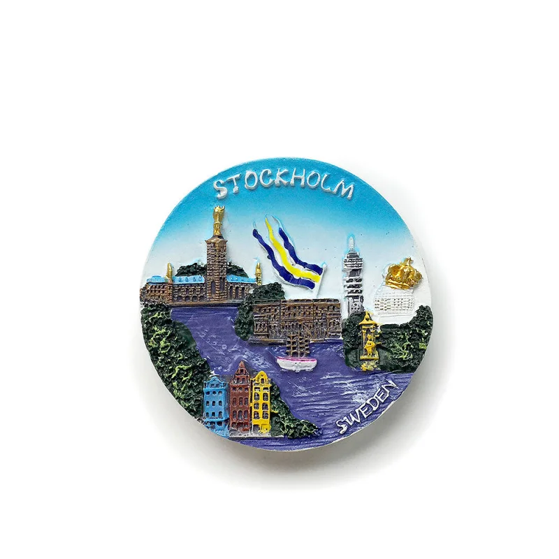 3D Resin Fridge Magnet Sweden Stockholm Souvenir (City Hall) Cute Magnets Home Decor Refrigerator Magnets