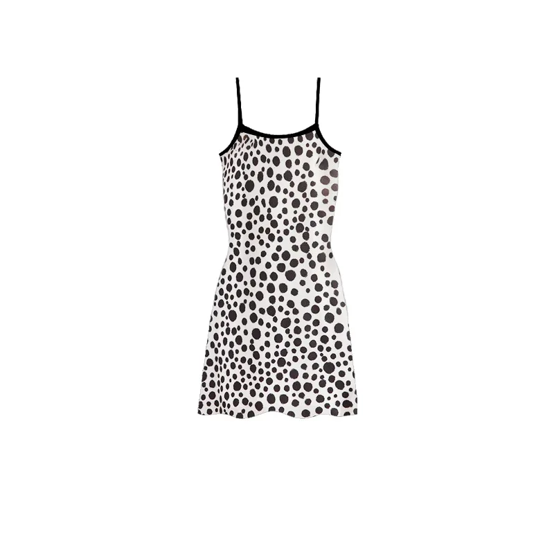 Krismile Leopard Nightgowns for Women 2025 Summer Thin Sexy Backless Camisole Ladies  Chic Ruffles Hem Comfort Pajamas Dress