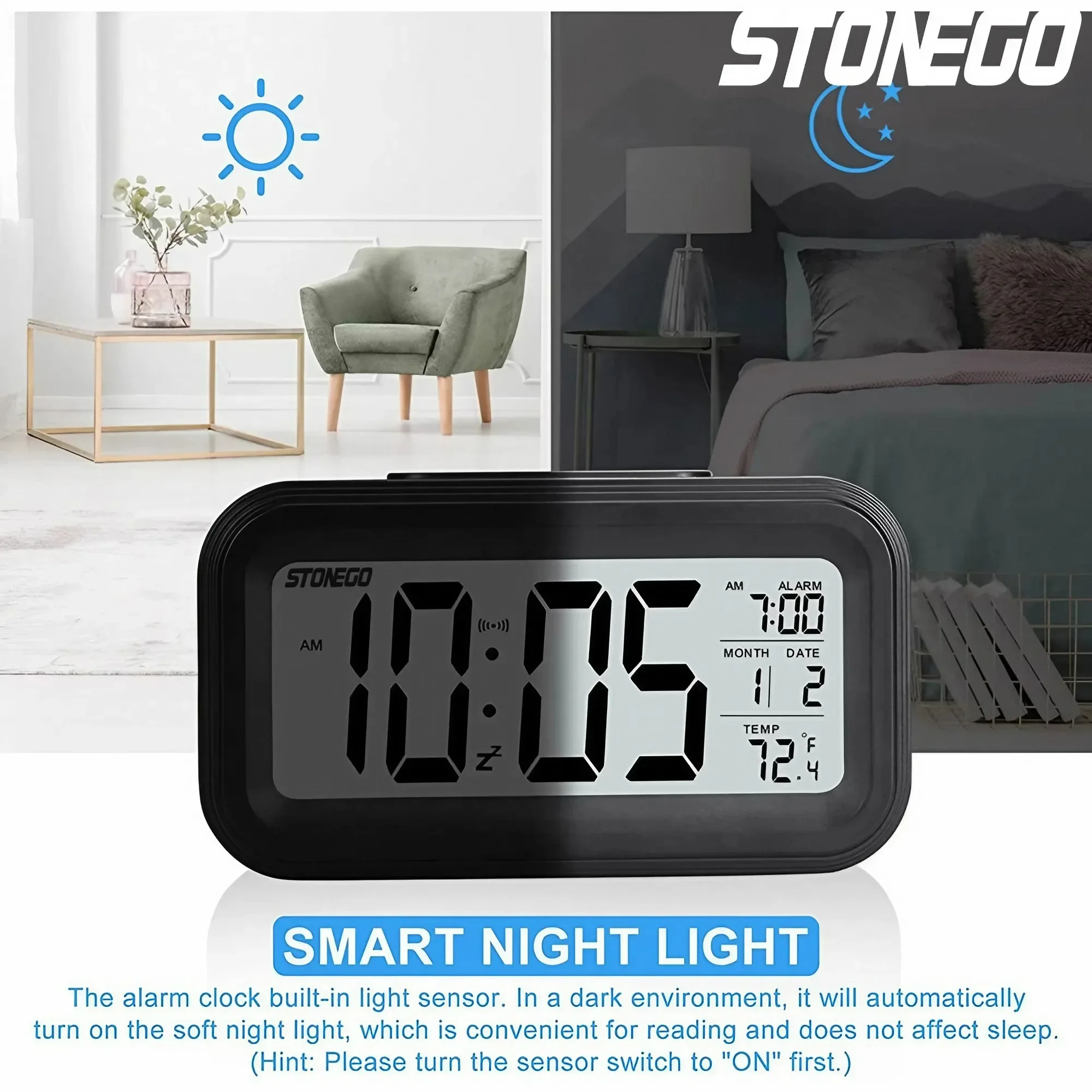 Alaways on Table Clocks Temperature Electronic LED Clocks Mini Music Digital Alarm Clock Backlight Snooze Mute Calendar Desktop