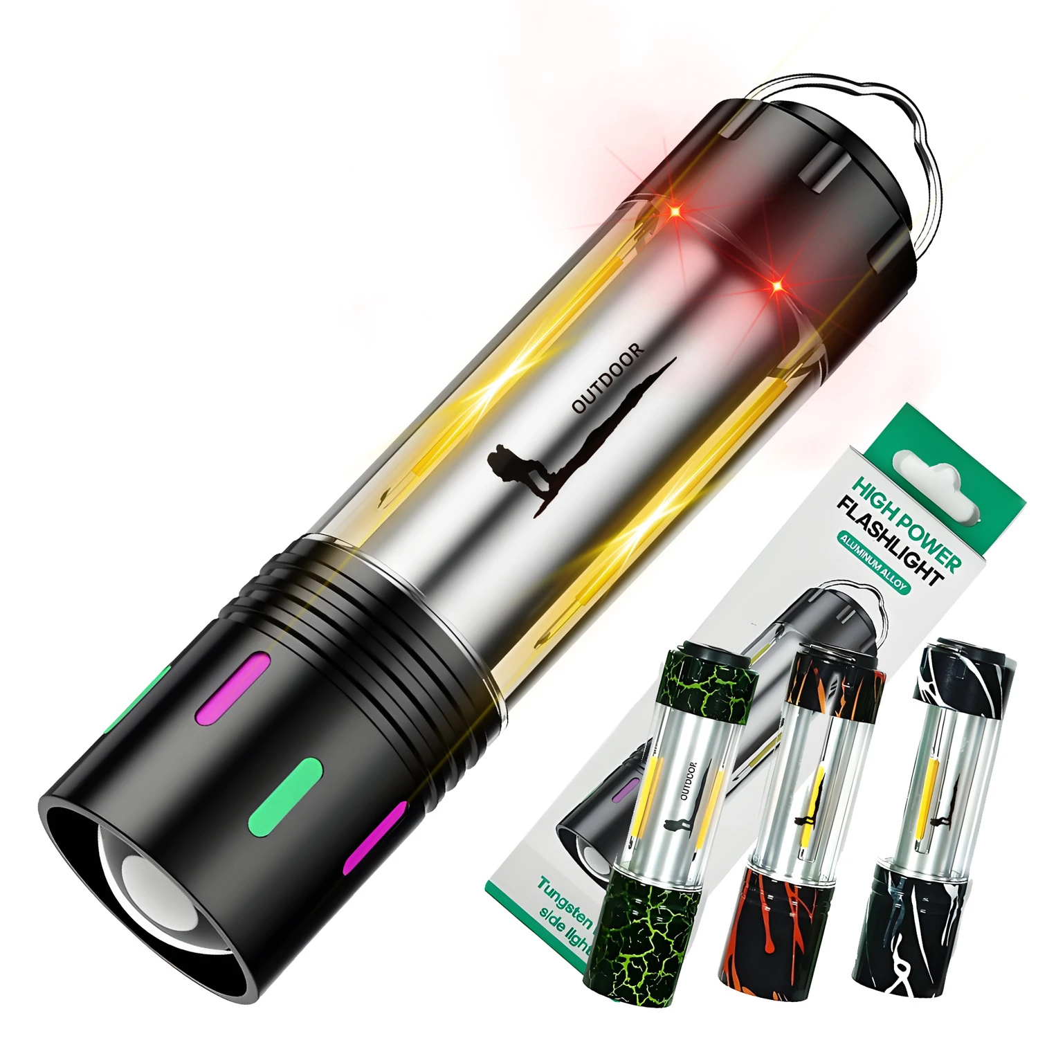 

500M Long Range Flashlight Rechargeable Lithium Battery Zoom Spotlight Floodlight for Camping Hiking Outdoor Adventures