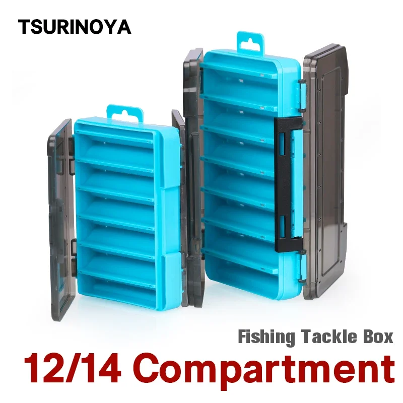 Double Layer Fishing Lure Box 12 14 Compartment Double Sided Hard Bait Boxes Fishing Tackle  Case