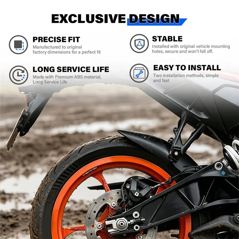 NEW HOT In Stock-Fender Mudguard Extender Splash Guard Motorcycle Rear Hugger Extension For 125 DUKE 125DUKE 390 DUKE 390DUKE 20