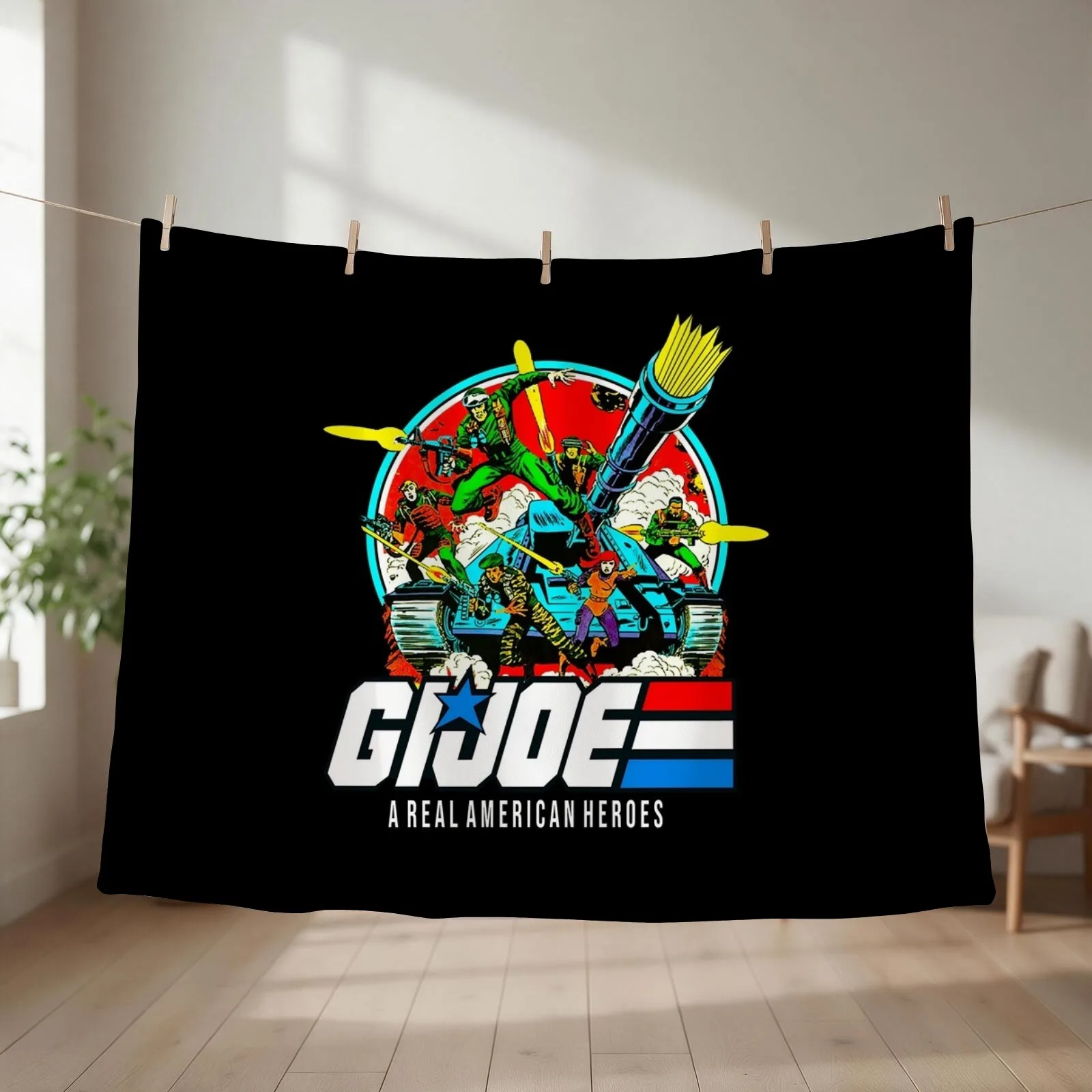 Real American Heroes G.I. Joe VintageActive T-Shirt Throw Blanket couch cozy soft plush fuzzy picnic outdoor blanket