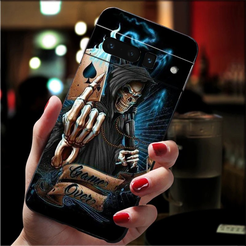 حافظة لهاتف جوجل بيكسل 10 برو XL 9 برو XL 8 7 6 برو 9A 8A 7A 6A بكسل 8 7 6 5 غريم ريبر هيكل جمجمة #5