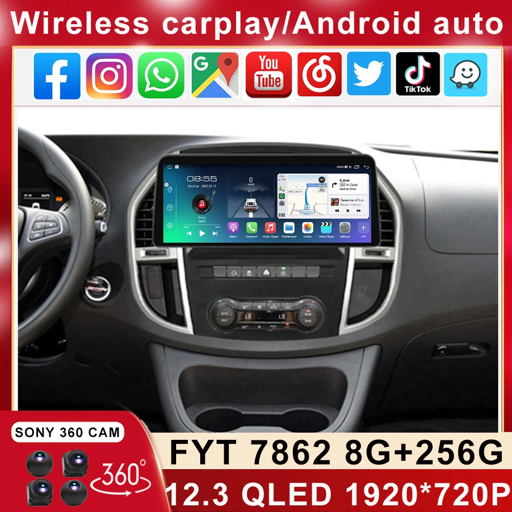 

Автомагнитола 12,3*1920 QLED, 720 дюйма, Android, для Mercedes Benz Vito 3 2014-2020