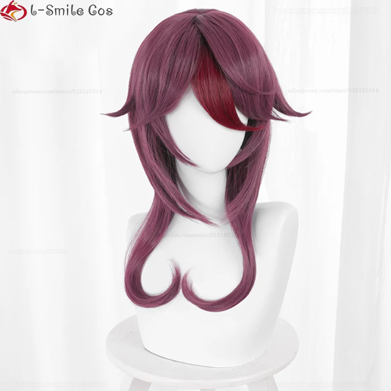 Rosaria Cosplay Wig Game Genshin Impact Cosplay Rosaria Wig 40cm Short Purple Highlights Rose Heat Resistant Hair Wigs + Wig Cap