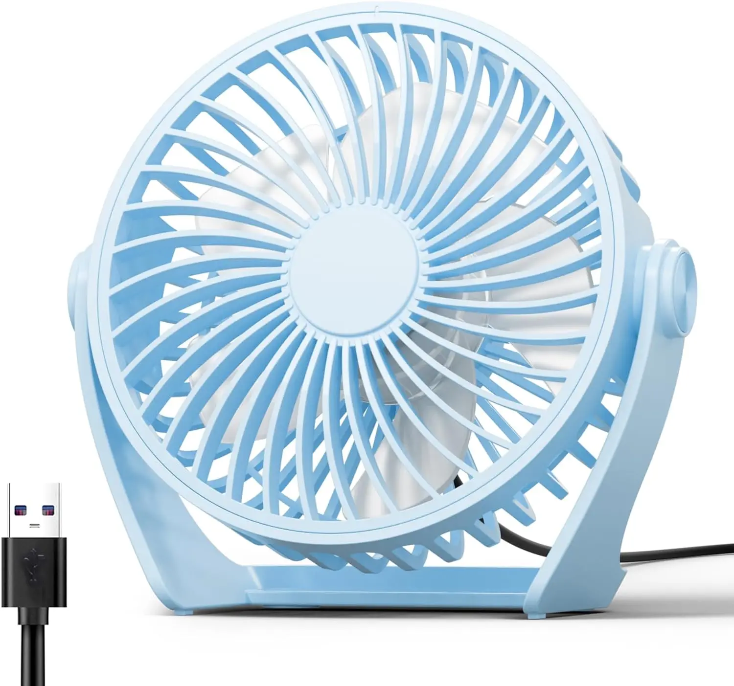 

USB Desk Fan 5 Inch Small Portable 3 Speeds Powerful Wind Mini Personal Desktop Fan 360° Rotation Adjustable Quiet for Table