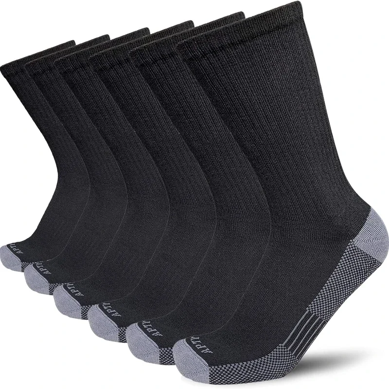 Men's Moisture Wicking Cushioned Crew Work Boot Socks (4 Pairs / 6 Pairs)Cushioned Work Socks