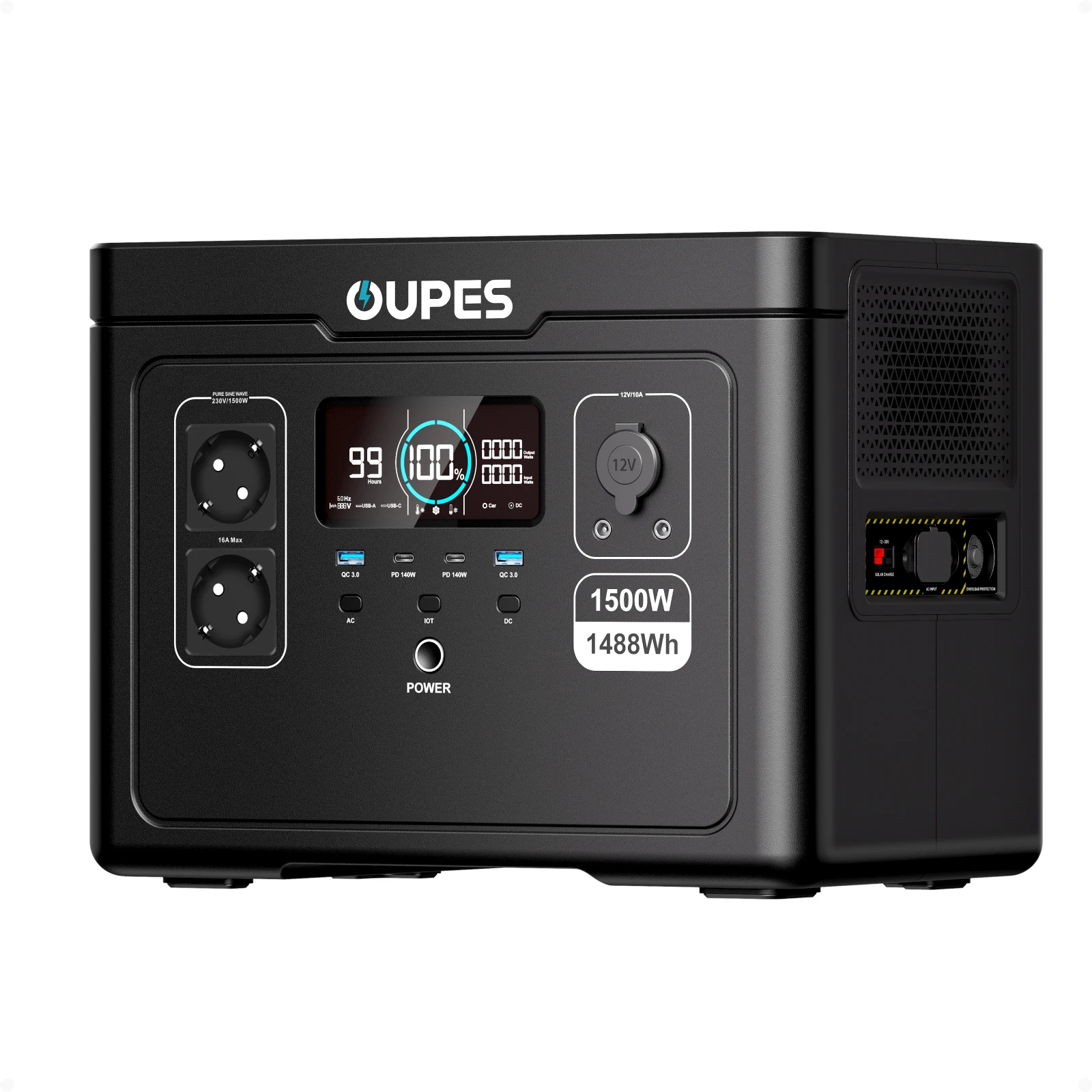 OUPES 1500 W, 1488 Wh tragbares Kraftwerk Exodus 1500 Solargenerator, 1500 W AC (3600 W Überspannung)/140 W USB-C-Ausgang,