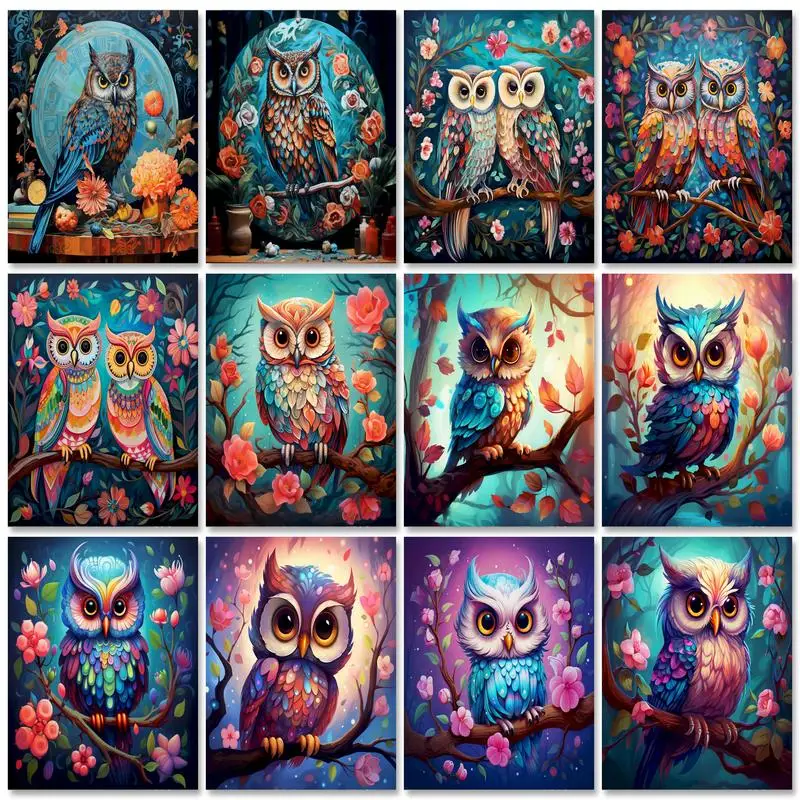 

GATYZTORY Pictures By Numbers Owl Animal Paint Kit For Adults Drawing By Numbers Set On Canvas For Living Room Unique Gift
