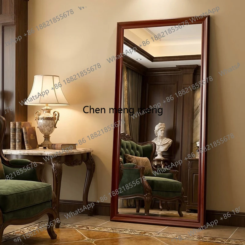 Solid wood full-body mirror floor-to-ceiling mirror American light luxury bedroom home wall-mounted dressing,wall-mounted mirror