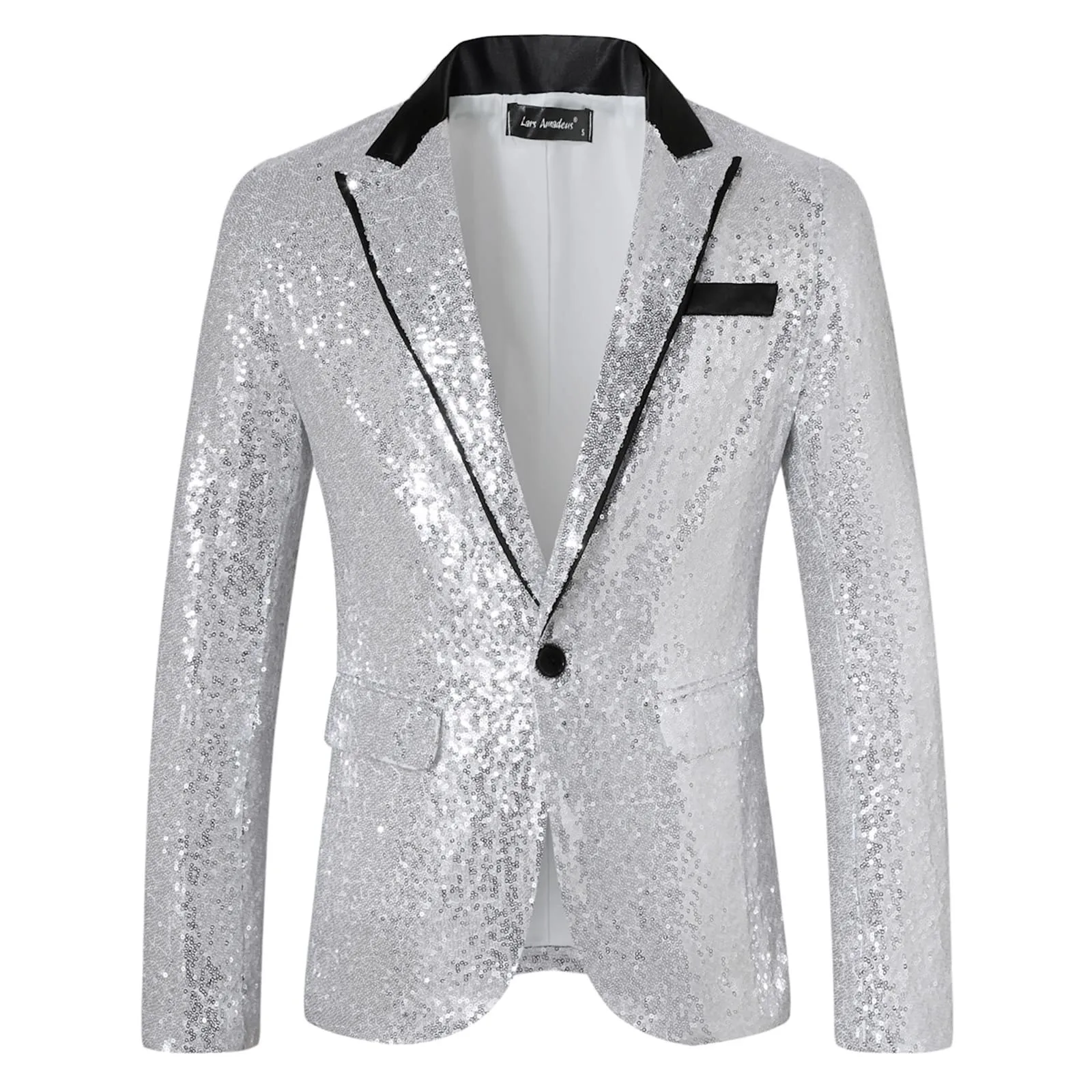 Men's Silver Black Shiny Sequins Blazer,Wedding Party Dress Coats Suit Jacket Luxurious Sequin Suit Gentleman Formal Glitte Suit