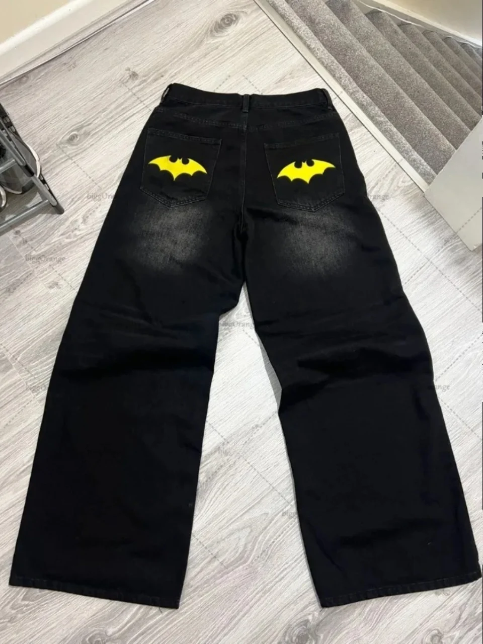 

Мужские повседневные прямые брюки с рисунком летучей мыши в стиле ретро, модная городская одежда, всесезонные прочные джинсы прямого кроя, современный сле