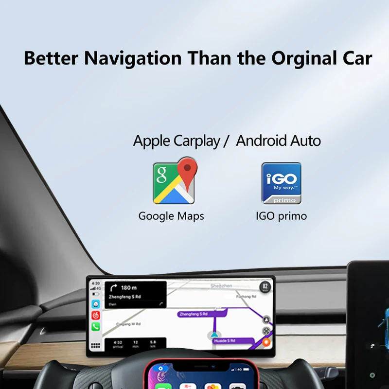 Novozopai T3 9 inch Heads up Display For Tesla Model 3&Y Wireless Carplay & Android Auto Optional Camera